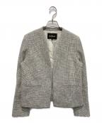 Paul Stuartポールスチュアート）の古着「コットンラメテクスチャーノーカラージャケット」｜グレー