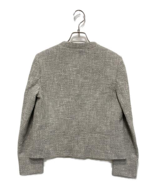 Paul Stuart（ポールスチュアート）Paul Stuart (ポールスチュアート) コットンラメテクスチャーノーカラージャケット グレー サイズ:6の古着・服飾アイテム
