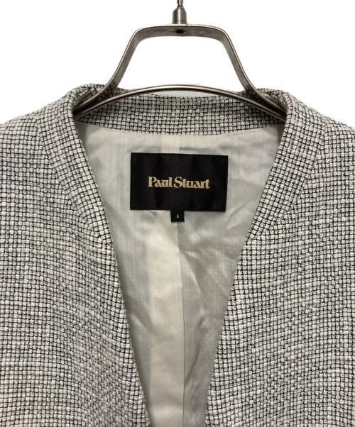 Paul Stuart（ポールスチュアート）Paul Stuart (ポールスチュアート) コットンラメテクスチャーノーカラージャケット グレー サイズ:6の古着・服飾アイテム