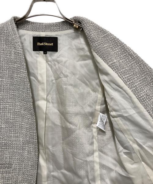 Paul Stuart（ポールスチュアート）Paul Stuart (ポールスチュアート) コットンラメテクスチャーノーカラージャケット グレー サイズ:6の古着・服飾アイテム