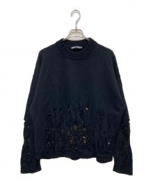Palm Angels（パーム エンジェルス）の古着「ディストレストフレイムセーター」｜ブラック