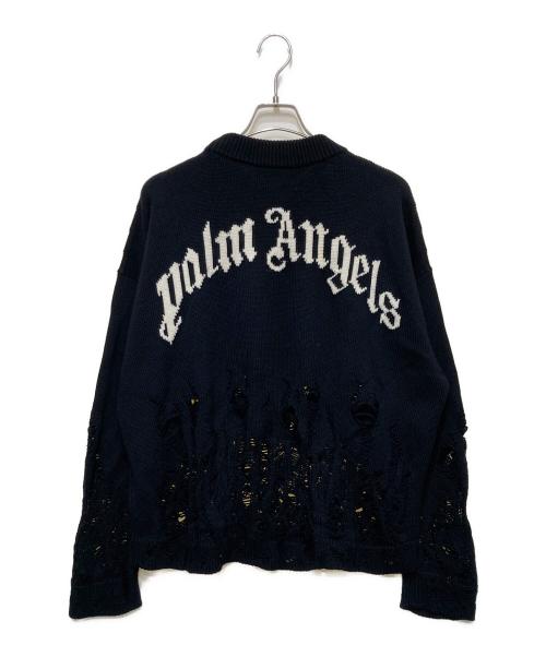 Palm Angels（パーム エンジェルス）Palm Angels (パーム エンジェルス) ディストレストフレイムセーター ブラック サイズ:Lの古着・服飾アイテム