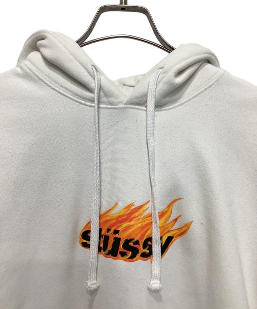 stussy（ステューシー）stussy (ステューシー) フレイムフーディー ホワイト サイズ:Lの古着・服飾アイテム