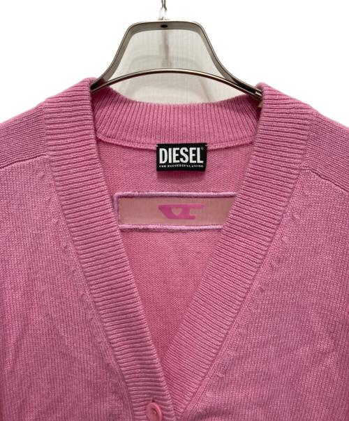DIESEL（ディーゼル）DIESEL (ディーゼル) バックDロゴ ニットカーディガン ピンク サイズ:Sの古着・服飾アイテム