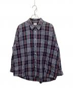 Burberry'sバーバリー）の古着「シャドーホース刺繍ノヴァチェックシャツ」｜ネイビー