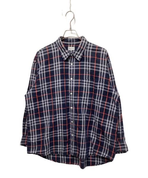 Burberry's（バーバリー）Burberry's (バーバリー) シャドーホース刺繍ノヴァチェックシャツ ネイビー サイズ:3Lの古着・服飾アイテム