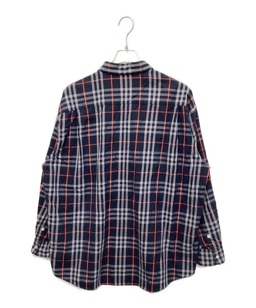 Burberry's（バーバリー）Burberry's (バーバリー) シャドーホース刺繍ノヴァチェックシャツ ネイビー サイズ:3Lの古着・服飾アイテム