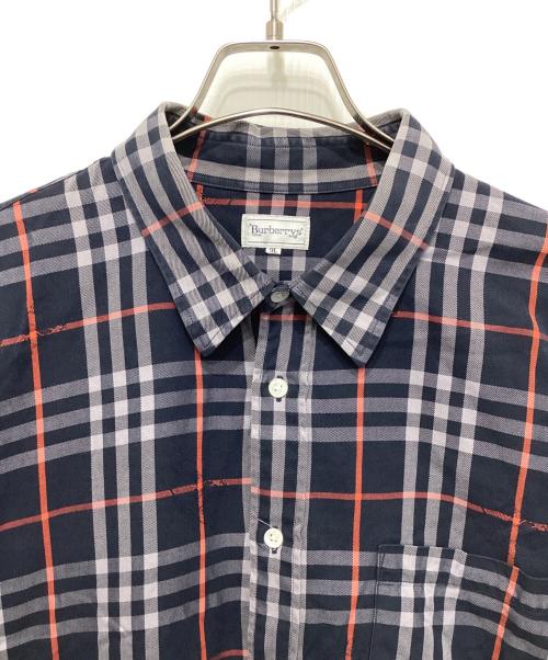 Burberry's（バーバリー）Burberry's (バーバリー) シャドーホース刺繍ノヴァチェックシャツ ネイビー サイズ:3Lの古着・服飾アイテム