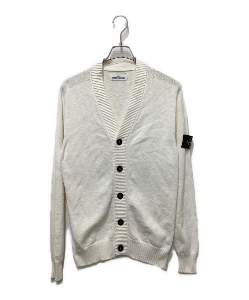 STONE ISLAND（ストーンアイランド）STONE ISLAND (ストーンアイランド) ロゴワッペンコットンカーディガン ホワイト サイズ:Ｍの古着・服飾アイテム