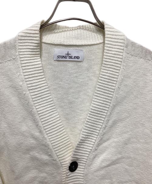 STONE ISLAND（ストーンアイランド）STONE ISLAND (ストーンアイランド) ロゴワッペンコットンカーディガン ホワイト サイズ:Ｍの古着・服飾アイテム