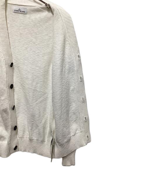 STONE ISLAND（ストーンアイランド）STONE ISLAND (ストーンアイランド) ロゴワッペンコットンカーディガン ホワイト サイズ:Ｍの古着・服飾アイテム