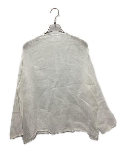 FRAMeWORK（フレームワーク）FRAMeWORK (フレームワーク) LINENクレープヘンリーネックブラウス ホワイト サイズ:FREEの古着・服飾アイテム