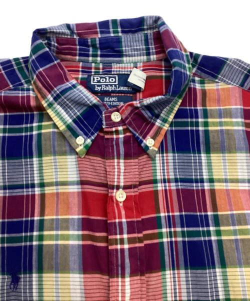 POLO RALPH LAUREN（ポロ・ラルフローレン）POLO RALPH LAUREN (ポロ・ラルフローレン) BEAMS (ビームス) 別注ボタンダウンチェックシャツ レッド×ブルー サイズ:Lの古着・服飾アイテム