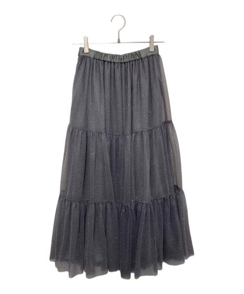 polaura（ポロ―ラ）polaura (ポロ―ラ) ラメチュールティアードスカート グレー サイズ:Sの古着・服飾アイテム