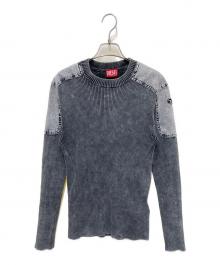 DIESEL（ディーゼル）の古着「コットン デニム切替プルオーバー ニット」｜グレー