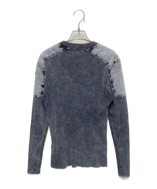 DIESEL（ディーゼル）DIESEL (ディーゼル) コットン デニム切替プルオーバー ニット グレー サイズ:XSの古着・服飾アイテム