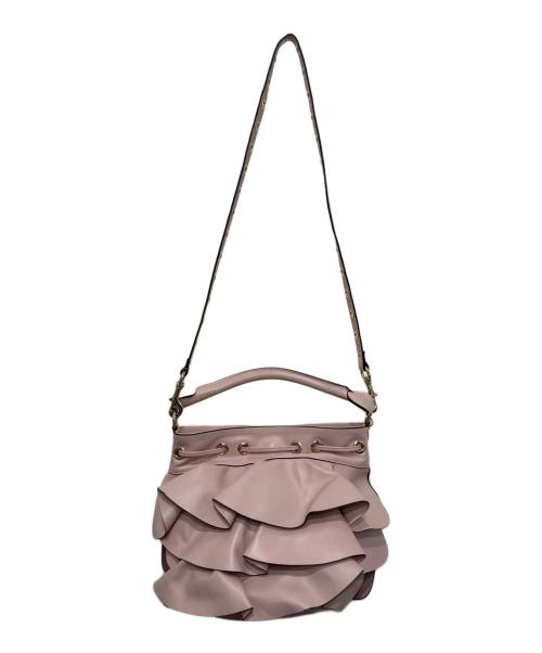 RED VALENTINO（レッドヴァレンティノ）RED VALENTINO (レッドヴァレンティノ) フリルバケツショルダーバッグ ピンクの古着・服飾アイテム