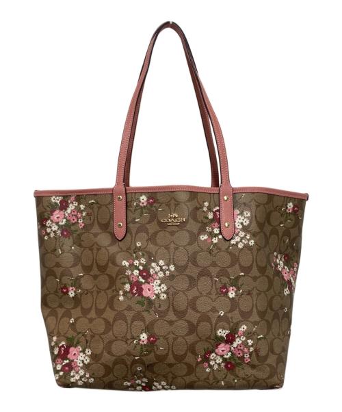 COACH（コーチ）COACH (コーチ) リバーシブルトートバッグ ピンク×ブラウンの古着・服飾アイテム