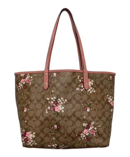 COACH（コーチ）COACH (コーチ) リバーシブルトートバッグ ピンク×ブラウンの古着・服飾アイテム