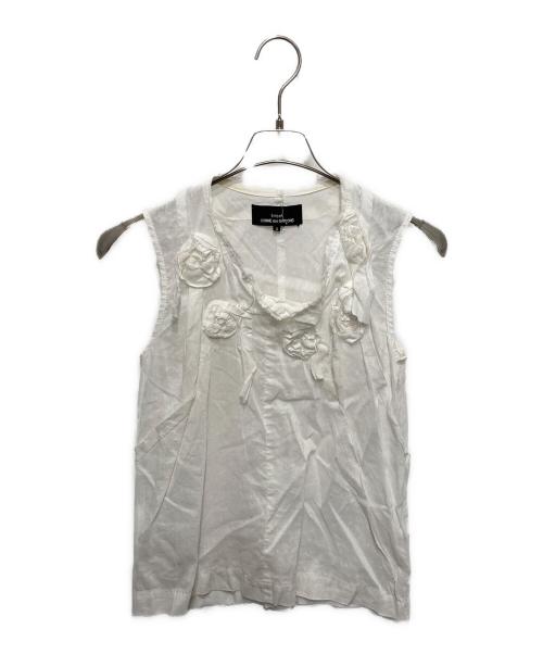 tricot COMME des GARCONS（トリココムデギャルソン）tricot COMME des GARCONS (トリココムデギャルソン) 花装飾ノースリーブブラウス ホワイト サイズ:Sの古着・服飾アイテム