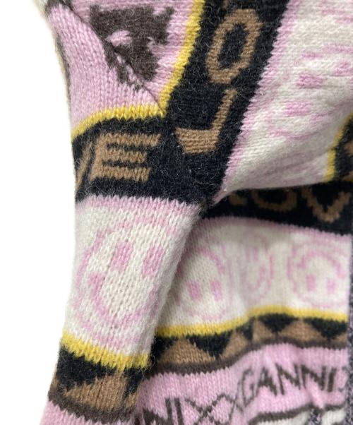 GANNI（ガニー）GANNI (ガニー) グラフィックカーディガン パープル×ピンク サイズ:XSの古着・服飾アイテム