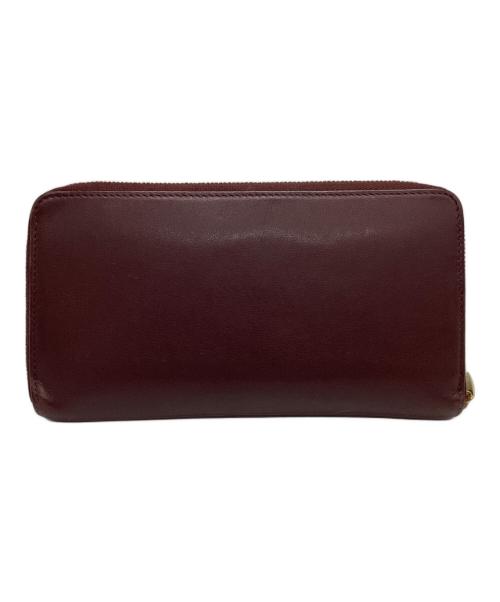 Cartier（カルティエ）Cartier (カルティエ) マスト ドゥ カルティエ ラウンドジップインターナショナル ウォレット バーガンディーの古着・服飾アイテム