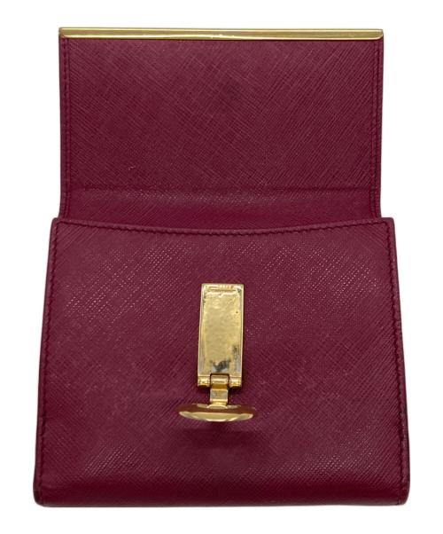 Salvatore Ferragamo（サルヴァトーレ フェラガモ）Salvatore Ferragamo (サルヴァトーレ フェラガモ) ガンチーニ 2つ折り財布 ショッキングピンクの古着・服飾アイテム