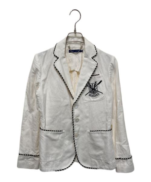 RALPH LAUREN（ラルフローレン）RALPH LAUREN (ラルフローレン) エンブレム刺繍ブレザー ホワイト サイズ:7の古着・服飾アイテム