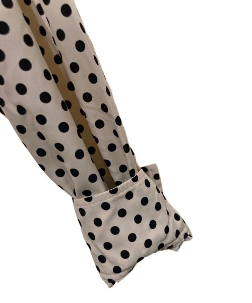 Loulou Willoughby（ルルウィルビー）Loulou Willoughby (ルルウィルビー) デシンドットフリルボウタイブラウス ベージュ サイズ:2の古着・服飾アイテム