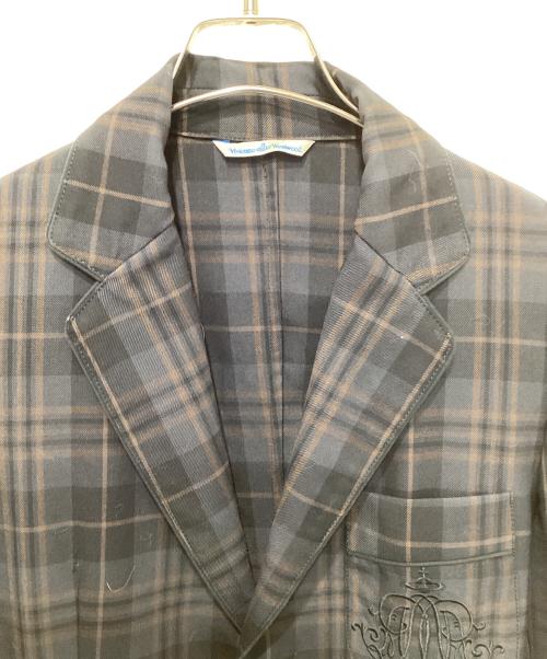 Vivienne Westwood（ヴィヴィアンウエストウッド）Vivienne Westwood (ヴィヴィアンウエストウッド) チェックテーラードジャケット グレー サイズ:46の古着・服飾アイテム