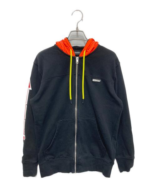 DIESEL（ディーゼル）DIESEL (ディーゼル) フード切替ジップパーカー ブラック サイズ:Ｓの古着・服飾アイテム