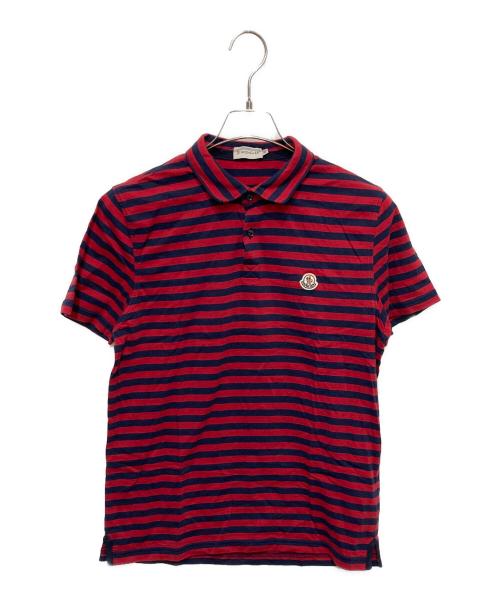 MONCLER（モンクレール）MONCLER (モンクレール) ロゴワッペン付ポロシャツ/MAGLIA POLO MANICA CORTA レッド×ネイビー サイズ:Mの古着・服飾アイテム
