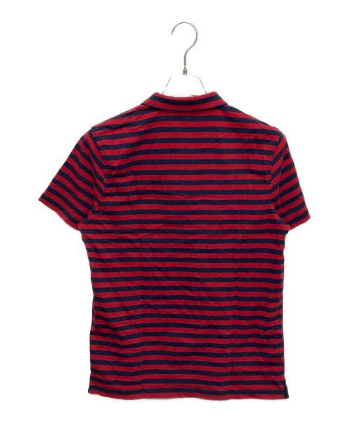 MONCLER（モンクレール）MONCLER (モンクレール) ロゴワッペン付ポロシャツ/MAGLIA POLO MANICA CORTA レッド×ネイビー サイズ:Mの古着・服飾アイテム