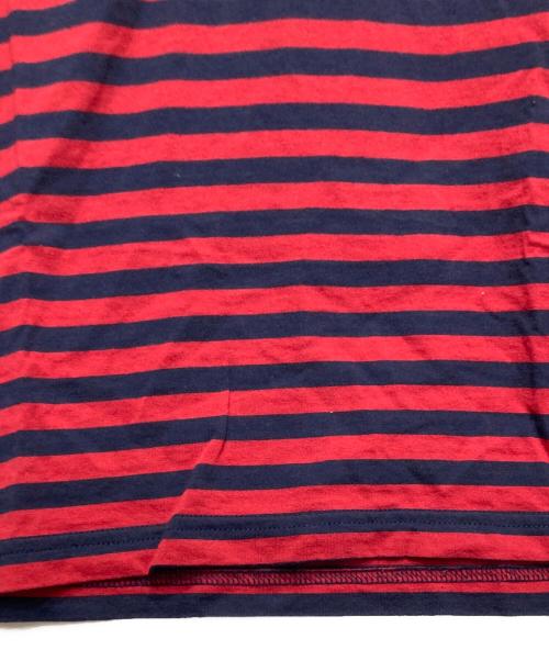 MONCLER（モンクレール）MONCLER (モンクレール) ロゴワッペン付ポロシャツ/MAGLIA POLO MANICA CORTA レッド×ネイビー サイズ:Mの古着・服飾アイテム