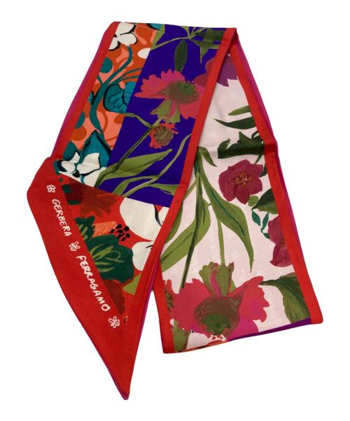 Salvatore Ferragamo（サルヴァトーレ フェラガモ）Salvatore Ferragamo (サルヴァトーレ フェラガモ) スカーフ レッド×ピンクの古着・服飾アイテム