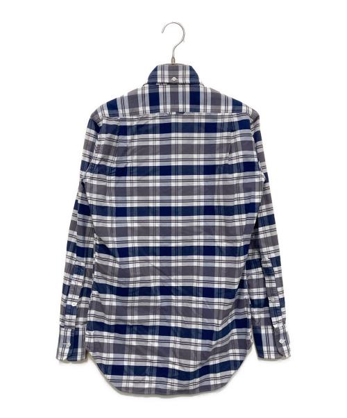 Thom Browne（トムブラウン）Thom Browne (トムブラウン) ボタンダウンチェックシャツ ブルー×ホワイトの古着・服飾アイテム