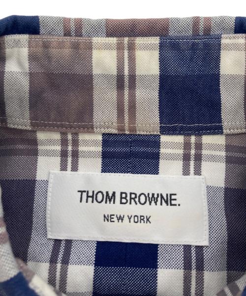 Thom Browne（トムブラウン）Thom Browne (トムブラウン) ボタンダウンチェックシャツ ブルー×ホワイトの古着・服飾アイテム