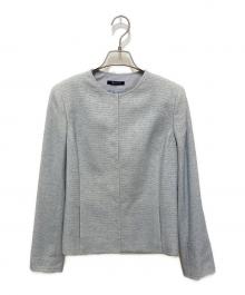 Aquascutum（アクアスキュータム）の古着「ノーカラージャケット」｜スカイブルー