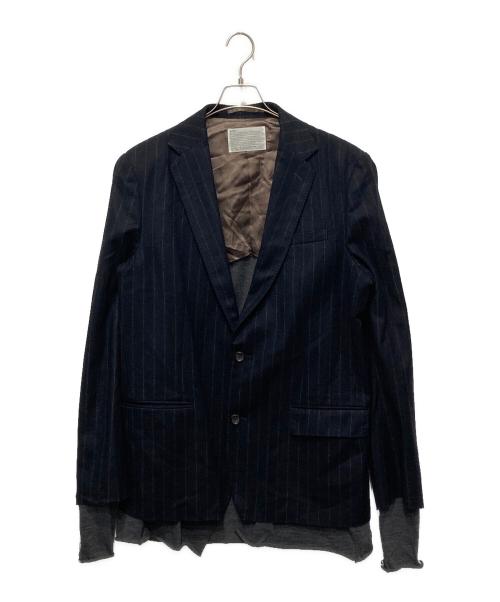 KOLOR（カラー）KOLOR (カラー) カシミヤ混ウールストライプテーラードジャケット ネイビー サイズ:5の古着・服飾アイテム