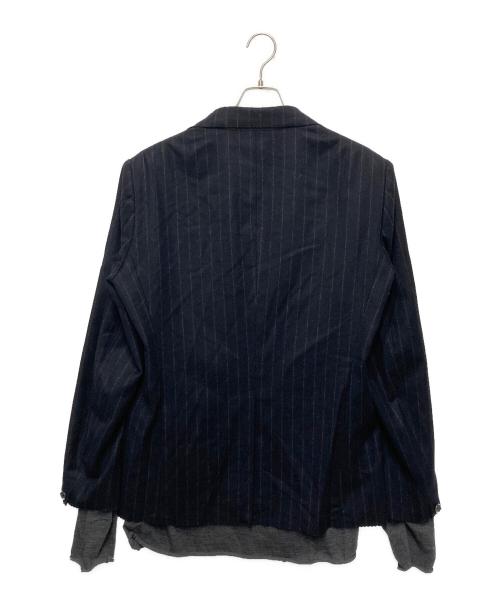 KOLOR（カラー）KOLOR (カラー) カシミヤ混ウールストライプテーラードジャケット ネイビー サイズ:5の古着・服飾アイテム