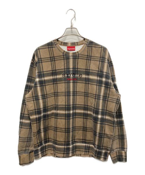 SUPREME（シュプリーム）Supreme (シュプリーム) PLAID CREWNECK ブラウン サイズ:Ｍの古着・服飾アイテム