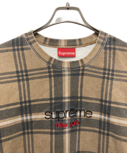SUPREME（シュプリーム）Supreme (シュプリーム) PLAID CREWNECK ブラウン サイズ:Ｍの古着・服飾アイテム