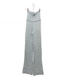 SKIMS（スキムス）の古着「Cable Knit Straight Leg Pants／ケーブルニットストレートレッグパンツ」｜ブルー