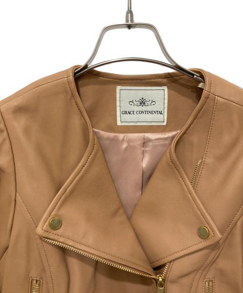 GRACE CONTINENTAL（（グレースコンチネンタル）GRACE CONTINENTAL (グレースコンチネンタル) レザーライダースジャケット ブラウン サイズ:36の古着・服飾アイテム