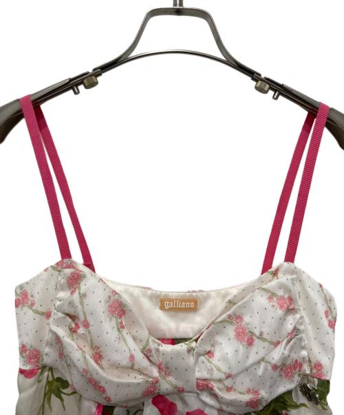 GALLIANO（ガリアーノ）GALLIANO (ガリアーノ) シルクキャミソールワンピース ホワイト サイズ:24/38の古着・服飾アイテム