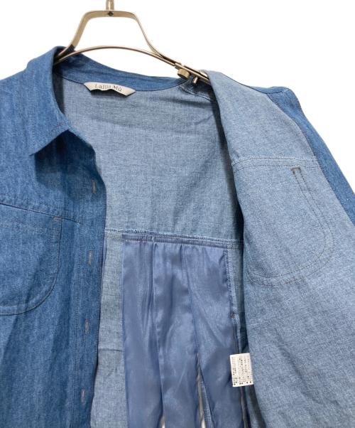 Lallia Mu（ラリア ムー）Lallia Mu (ラリア ムー) オーガンジープリーツデニムシャツ インディゴ サイズ:38の古着・服飾アイテム