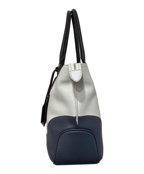 PELLE MORBIDA（ペッレモルビダ）PELLE MORBIDA (ペッレモルビダ) レザートートバッグ アイボリー×グレーの古着・服飾アイテム