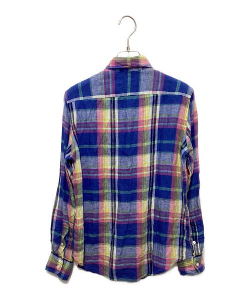 POLO RALPH LAUREN（ポロ・ラルフローレン）POLO RALPH LAUREN (ポロ・ラルフローレン) リネンチェックシャツ ブルー サイズ:Sの古着・服飾アイテム