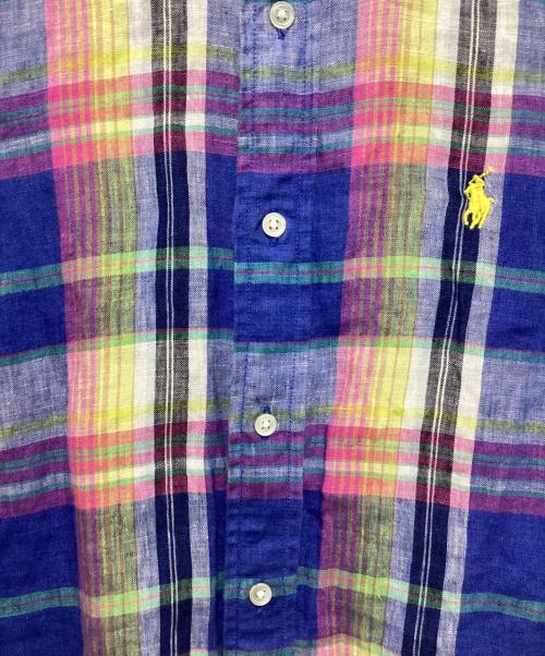POLO RALPH LAUREN（ポロ・ラルフローレン）POLO RALPH LAUREN (ポロ・ラルフローレン) リネンチェックシャツ ブルー サイズ:Sの古着・服飾アイテム