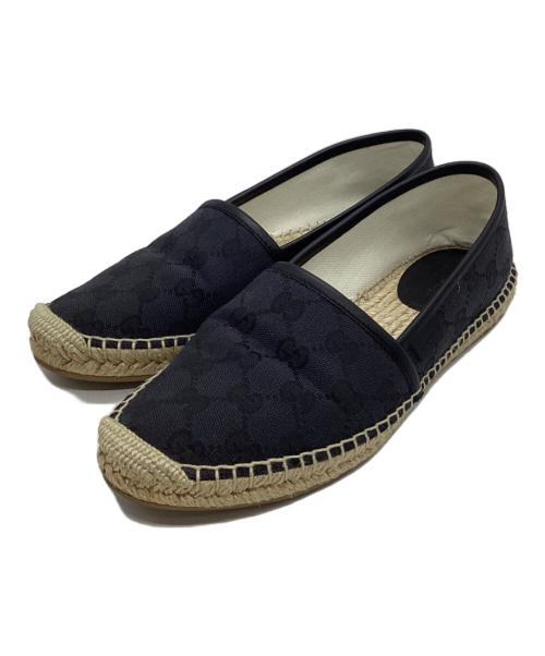 GUCCI（グッチ）GUCCI (グッチ) キャンバス×レザー エスパドリーユ ブラック サイズ:37の古着・服飾アイテム